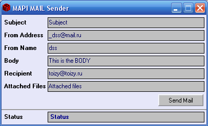Скриншот 'MAPI MAIL Sender'